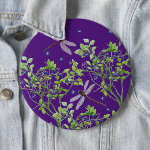 Blauwbes met libellen ronde button 6,0 cm