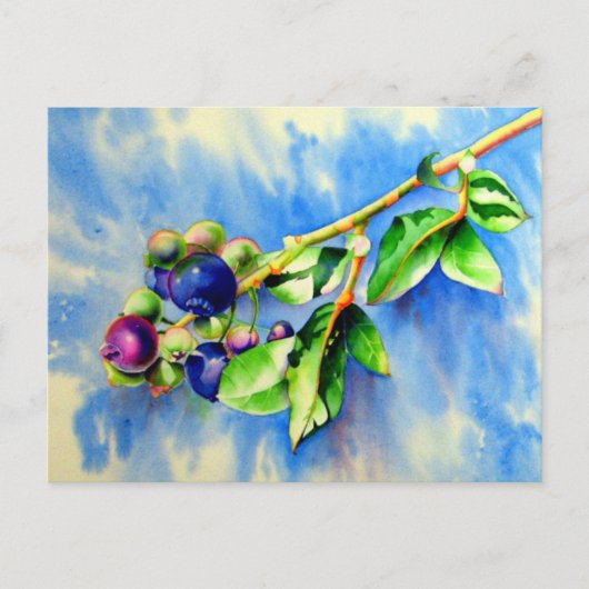 Blauwbes, waterverf schilderen briefkaart (Voorkant)