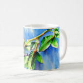 Blauwbes, waterverf schilderen koffiemok (Voorkant rechts)