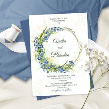 Blauwbes Wildbloemen Faux Gold Foil Lijst Weddensc
