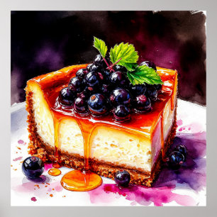 🍰 Blauwbesen Cheesecake Slice Voor Keuken  Poster