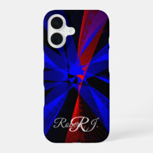 Blauwbeskleur abstract geometrisch iPhone 16 Hoesj