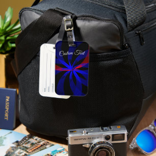 Blauwbeskleur midden geometrische bagagelabel