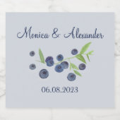 Blauwbessen en bosbessen eten zomerbruiloft likeurfles etiket (Enkel label)