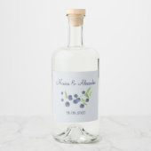 Blauwbessen en bosbessen eten zomerbruiloft likeurfles etiket (Voorkant)