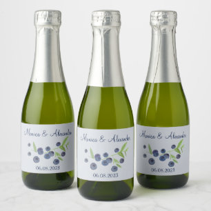 Blauwbessen en bosbessen eten zomerbruiloft sparkling wijnetiket