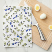 Blauwbessen met witte bladeren theedoek (Quarter Fold)