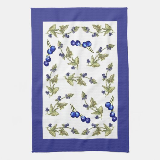 Blauwbessen op keukenhanddoek voor wijnstokken, gr (Verticaal)
