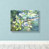 Blauwbessen, schilderij van romantische Waterverf Canvas Afdruk (Insitu (Houten vloer))
