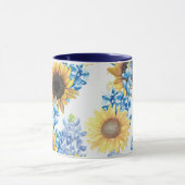 Blauwbijen en zonnebloemen Mok (Midden)