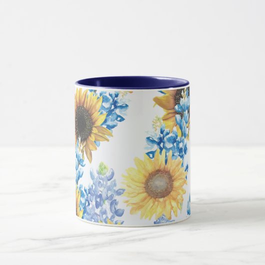 Blauwbijen en zonnebloemen Mok (Midden)