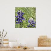 Blauwbijen op glas poster (Keuken)