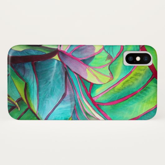 Blauwblad Hawaii Tropische bladbladerkunst Case-Mate iPhone Case (Achterkant (horizontaal))