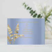 Blauwbladresponskaart elegant halfgloss RSVP kaartje (Staand voorkant)