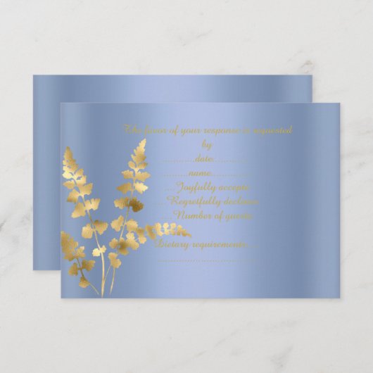 Blauwbladresponskaart elegant halfgloss RSVP kaartje (Voorkant / Achterkant)