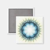 Blauwblauw ornament magneet (Voorkant / Achterkant)