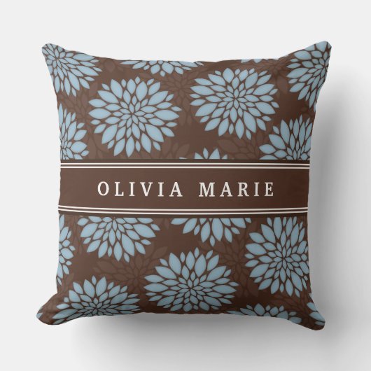 Blauwbloem blauw bloem kussen (Voorkant)