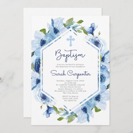 Blauwbloembaptisme Kaart (Voorkant / Achterkant)