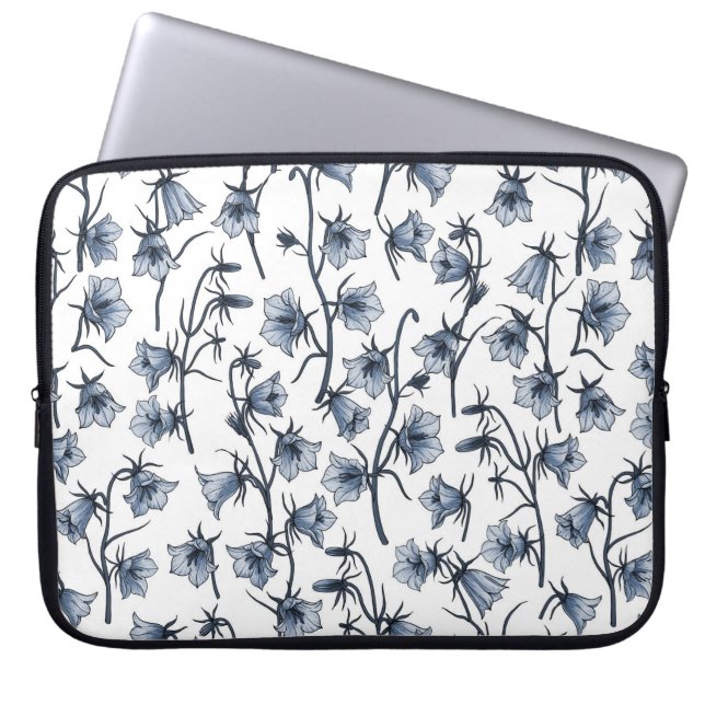 Blauwbloemen, haarklokken, bloemen laptop sleeve (Voorkant)