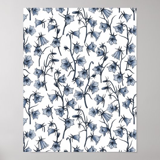 Blauwbloemen, haarklokken, bloemen poster (Voorkant)
