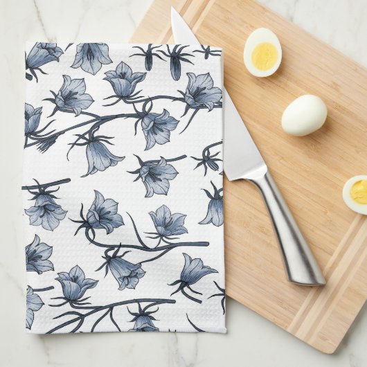 Blauwbloemen, haarklokken, bloemen theedoek (Quarter Fold)