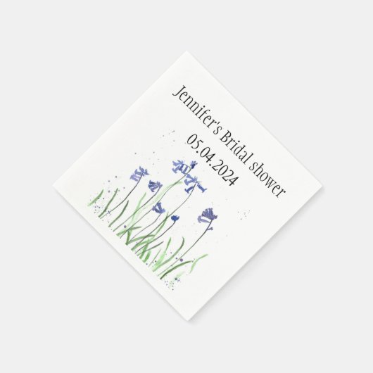 Blauwbloemen waterverf Blauw Vrijgezellenfeest Servet (Hoek)