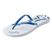 Blauwbloemige bruiloft teenslippers (Schuin)