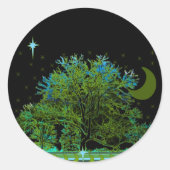 Blauwbomen Ronde Sticker (Voorkant)