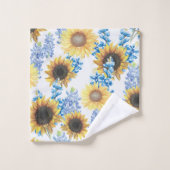Blauwbonen en zonnebloemen bad handdoek (Wasdoekje)