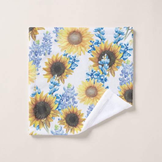 Blauwbonen en zonnebloemen bad handdoek (Wasdoekje)