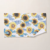 Blauwbonen en zonnebloemen bad handdoek (Handdoek)