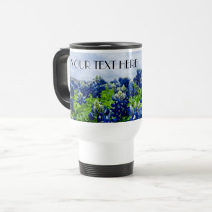 Blauwbonnaars Blauwe Bloemen Texan Floral Reisbeker