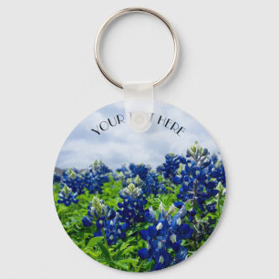 Blauwbonnaars Blauwe Bloemen Texan Floral Sleutelhanger