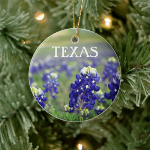 Blauwbonnaars Blauwe Bloemen Texas Texan Floral Keramisch Ornament