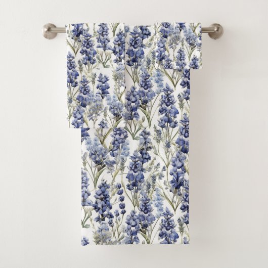 Blauwbonnaars Bloemen Blauwe Waterverf Wilde bloem Bad Handdoek (Insitu)