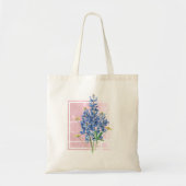 Blauwbonnaars op roze vierkant tote bag (Voorkant)