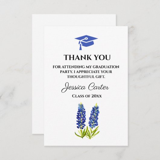 Blauwbonnen Floral Afstuderen Dank u wel Informatiekaartje (Voorkant / Achterkant)