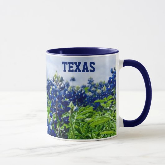 Blauwbonnetjes Blauwe Bloemen Texas Texan Floral M Mok (Rechts)