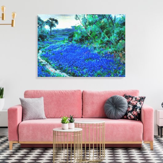 Blauwbonnetjes in de Misty Morning, mooie kunst Canvas Afdruk (Insitu (Woonkamer))