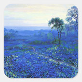 Blauwbonnetlandschap, Cacti en Mountain Laurel Vierkante Sticker (Voorkant)