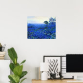 Blauwbonnetlandschap met Cacti en Mountain Laurel Poster (Thuiskantoor)