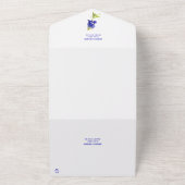 Blauwbonnetvlies op wit, huwelijk all in one uitnodiging (Buitenkant)