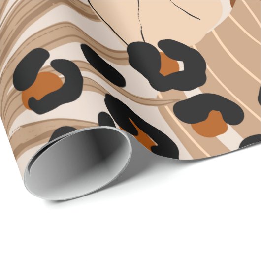 Blauwbont tropische bladeren hibiscus bloemen naad cadeaupapier (Rol Hoek)