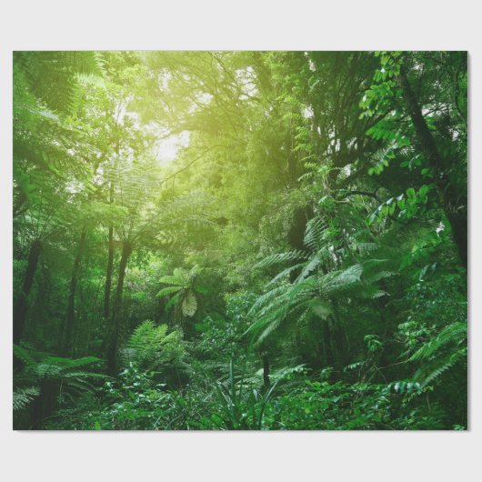 Blauwboombladerbladerdak in tropisch oerwoud cadeaupapier (Vlak)