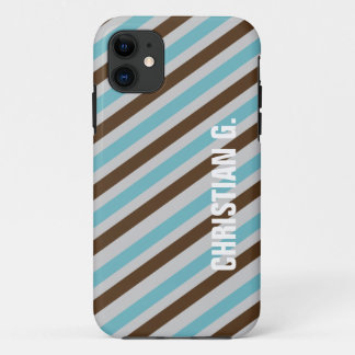 Blauwbruine streep, aangepaste naam persoonlijk iPhone 11 hoesje