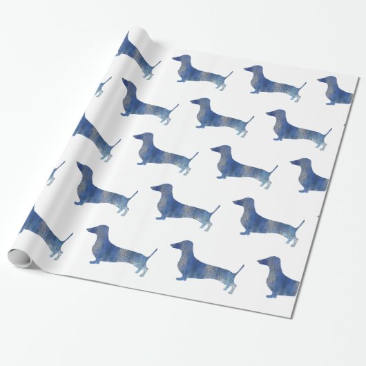 Blauwdachshund Cadeaupapier (Uitgerold)