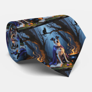 Blauwde Roodhond Schattige Halloween Schildering Stropdas