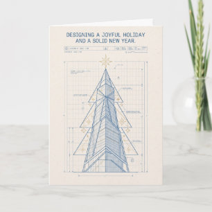 Blauwdruk Kerstboom Ontwerpkaart Kaart