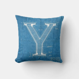 Blauwdruk Monogram Letter Y Kussen