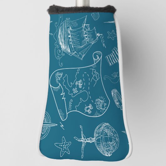 Blauwdruk Nautisch grafisch patroon Golfheadcover (Draai 90)